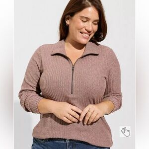 Relaxed Fit Super Soft Plush Rib Quarter Zip
Sweatshirt